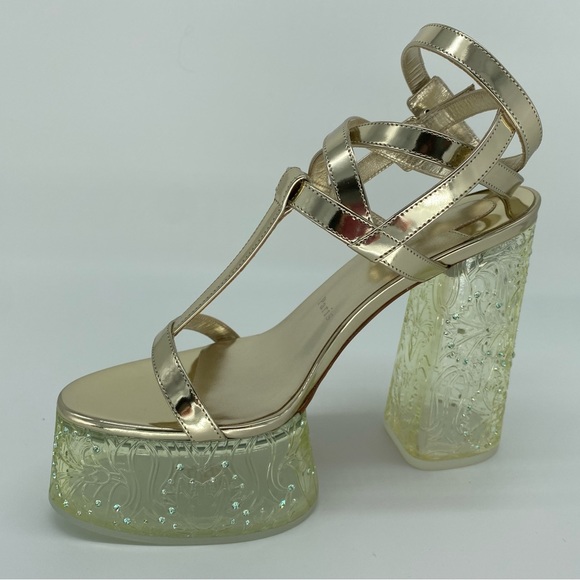 Rare Christian Louboutin Yazefine Platform Metallic Embellished Sandals. Sz37.5 - Picture 2 of 16